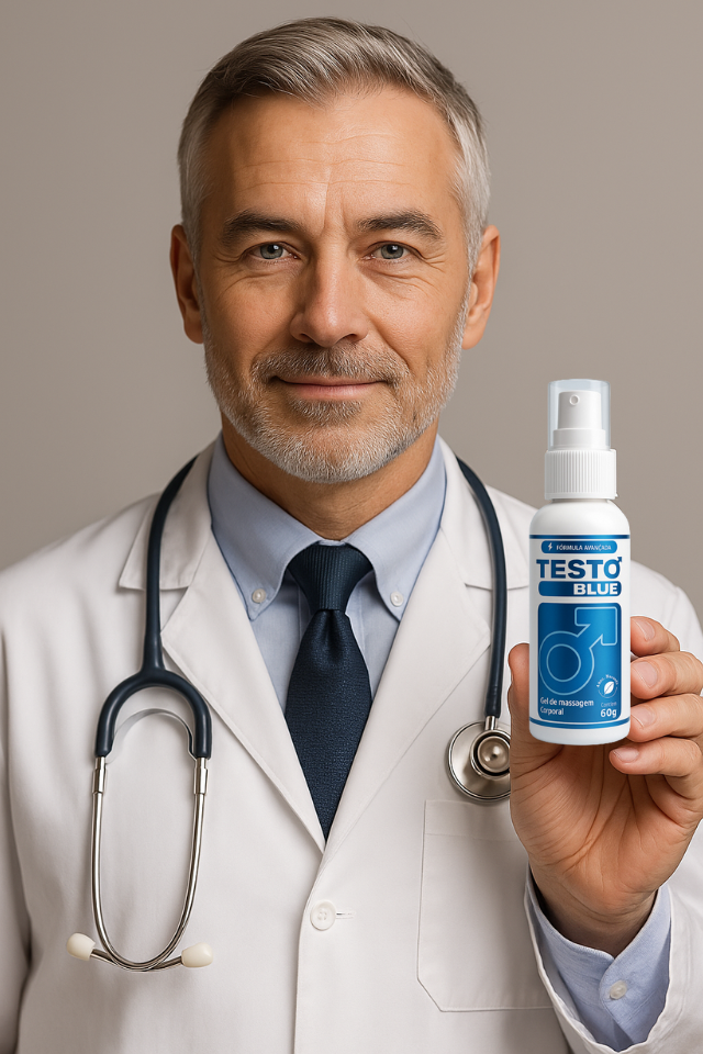 Especialista apresentando o produto TestoBlue